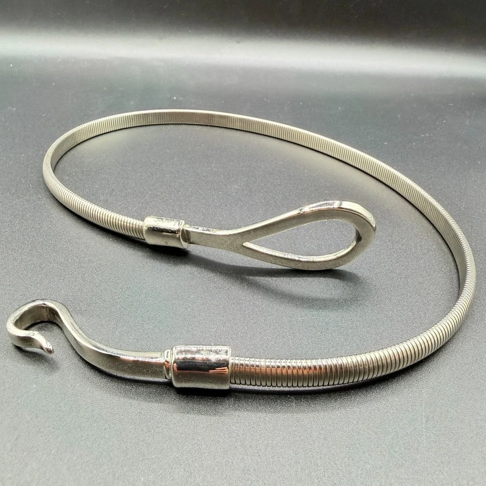 Silver Tone Flexible Snake Chain Necklace Hook Clasp Modern Minimalist Gift